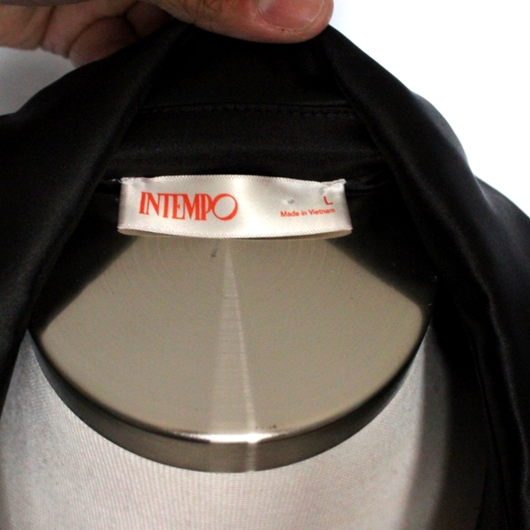 Womens Satin Tunic Shirt Black (L) - Picture 8 of 9